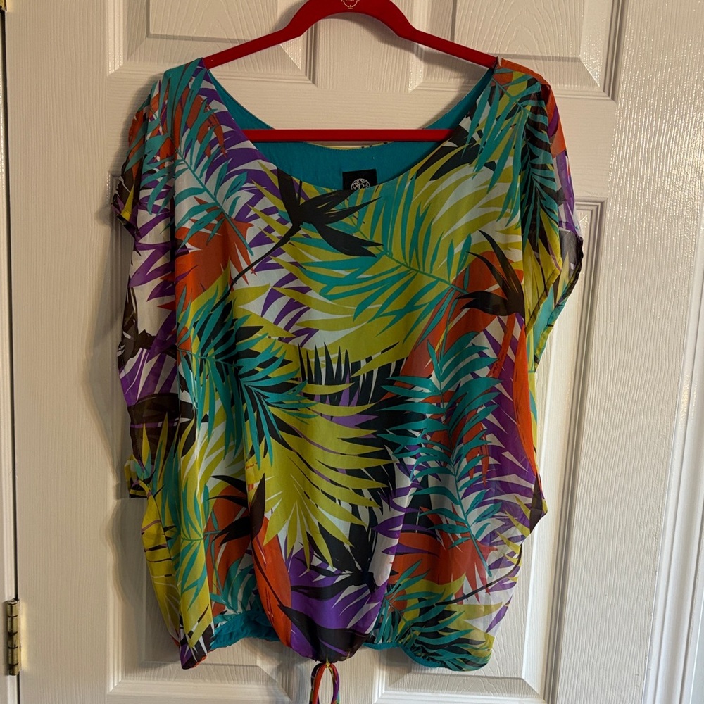 Colorful Tropical Print Blouse